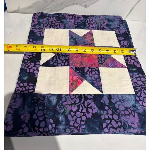Handmade Quilted Table Placemats Set of 4 Star Patchwork Batik 18"x14" Purple - Picture 3 of 8